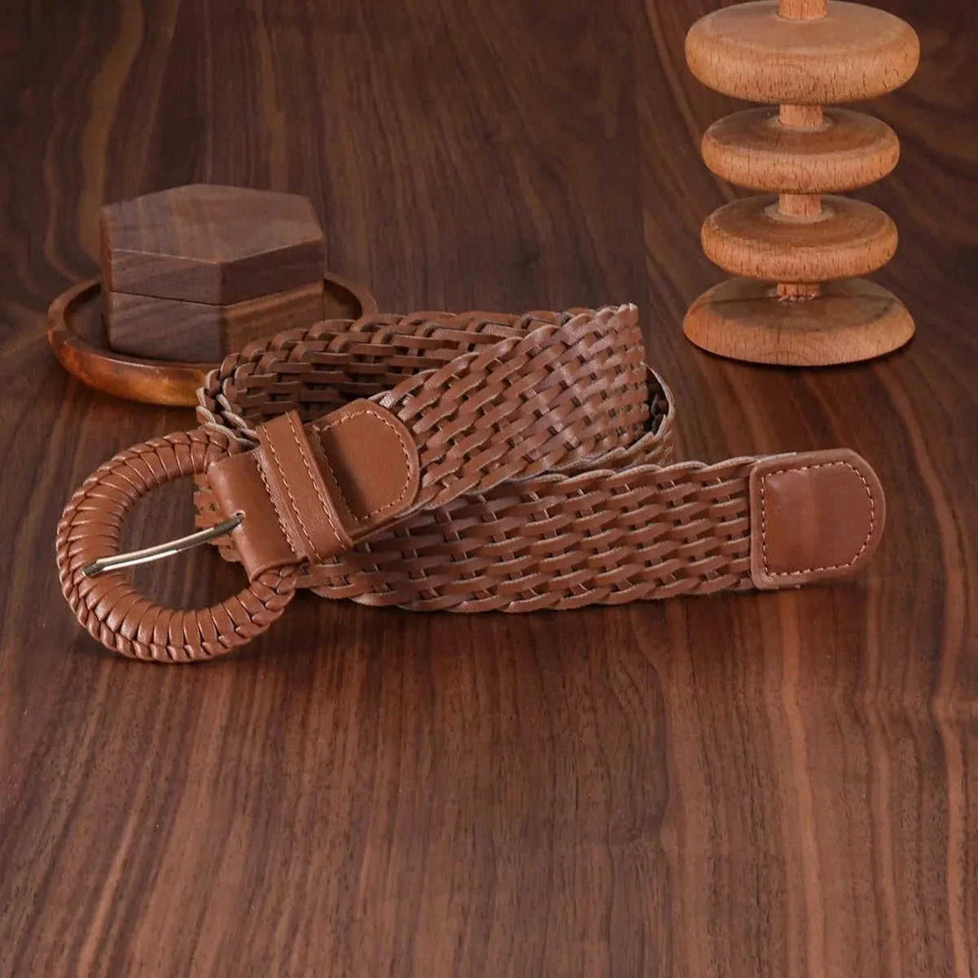handmade leather belt for women | genuine leather belt with buckle | adjustable woven belt | ultrasonic cleaning