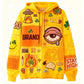 polyester-blend sweater | oversized fit pullover | long-sleeve printed top | energy saving