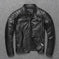 cowhide leather motorcycle jacket | genuine leather biker coat | stand collar leather jacket | energy saving