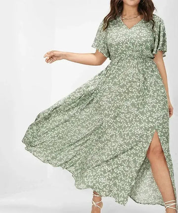 European And American Ladies Bohemian Style Floral Tight Waist Dress