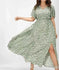 European And American Ladies Bohemian Style Floral Tight Waist Dress - women's summer chiffon halter v neck sleeveless floral flowy a