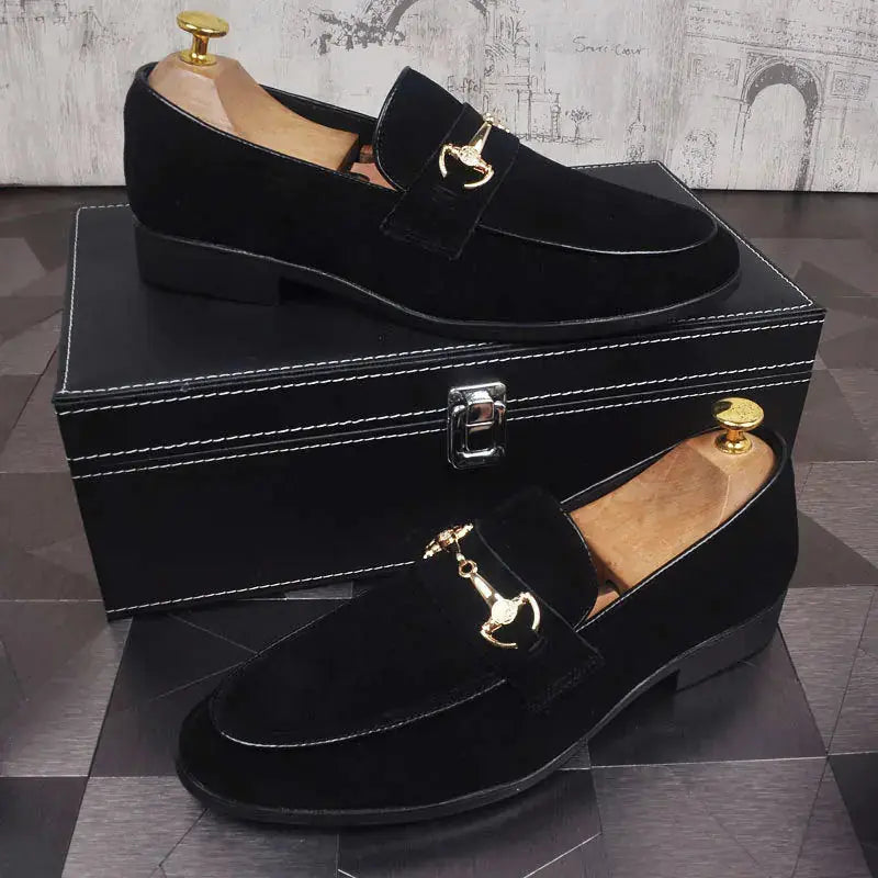 Men's Breathable Genuine Leather Slip-on Trendy Beanie Shoes Light Luxury Suede Leather Lazy Shoes Meifu Market