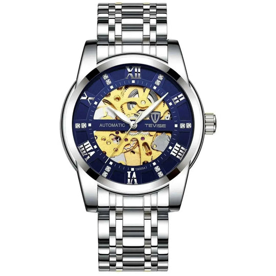 automatic mechanical movement | stainless steel case | 50m waterproof rating | ultrasonic cleaning