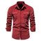 Cotton Japanese Corduroy Slim Casual Men's Shirt Red - main product image