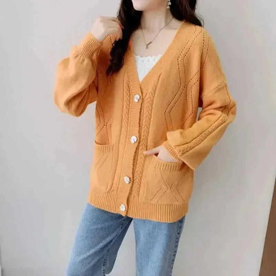 Cashmere jacket vintage knitted sweater cardigan - Meifu Market