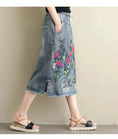 plus size denim skirt | heavy embroidery skirt | ethnic style denim skirt | energy saving