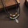 retro ceramic beaded necklace | hollow leaf pendant necklace | layered boho necklace for women | energy saving
