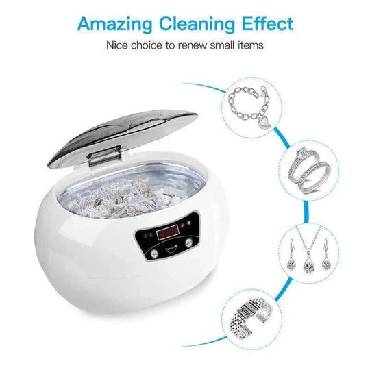 stainless steel tank construction | 600ml capacity ultrasonic cleaner | jewelry and glasses cleaner | ultrasonic cleaning