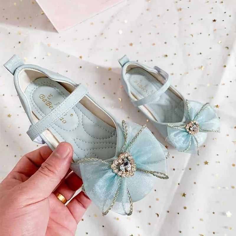 cute bow flat shoes | rhinestone embellished flats | soft sole baby shoes | energy saving