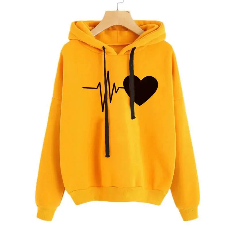 heart-print streetwear hoodie | oversized fit sweatshirt | long sleeve pullover hoodie | ultrasonic cleaning