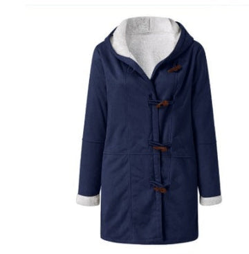 Winter Button Coat Fashion Warm Hooded Jacket With Pockets Women's Clothing Meifu Market