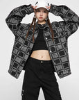 Plaid Denim Coat Top Jacket Meifu Market