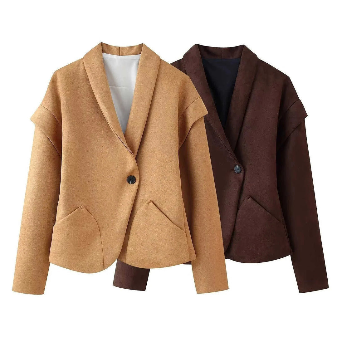 suede blazer jacket | single button closure | slim fit suit jacket | energy saving