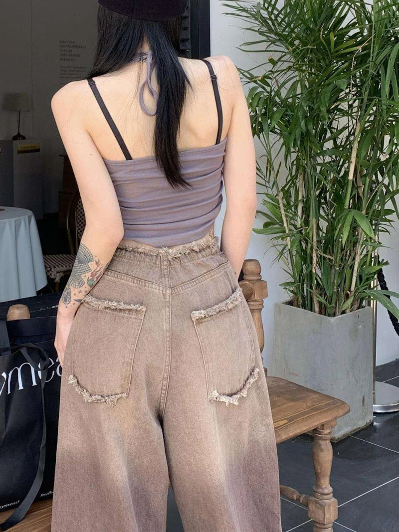 high-waisted wide leg pants | drawstring waistband pants | straight leg trousers | energy saving