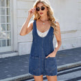 denim overall dress with pockets | mid-length summer dress | womens sling dress | energy saving