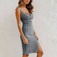 stretch denim fabric | u-neck suspender dress | summer casual dress | energy saving