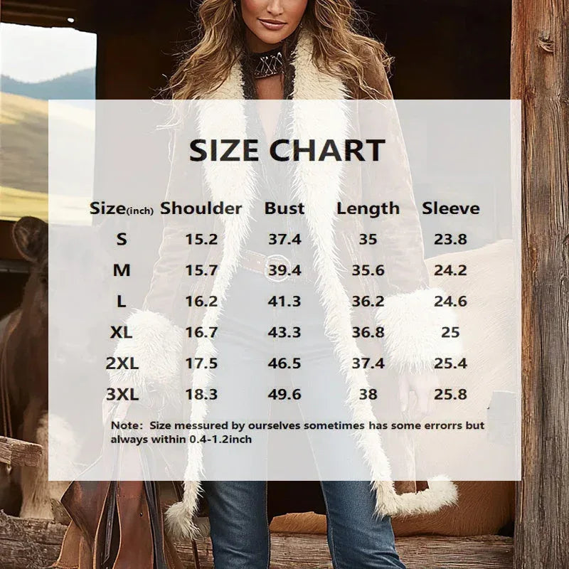 Vintage Women's Long Plush Coat With Fur Collar, Winter Warm Thick Trench Jacket For Formal & Casual Meifu Market