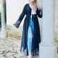 embroidered long cardigan | beaded kaftan robe | arabic style abaya | energy saving