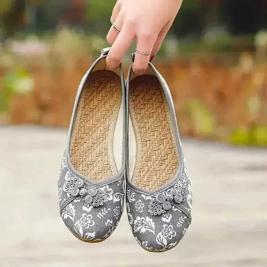 flat bottom cloth shoes | embroidered linen shoes | national style footwear | ultrasonic cleaning