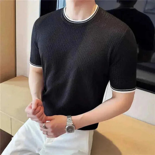 stretch cotton blend t-shirt | slim fit mens t-shirt | breathable knitted fabric | energy saving