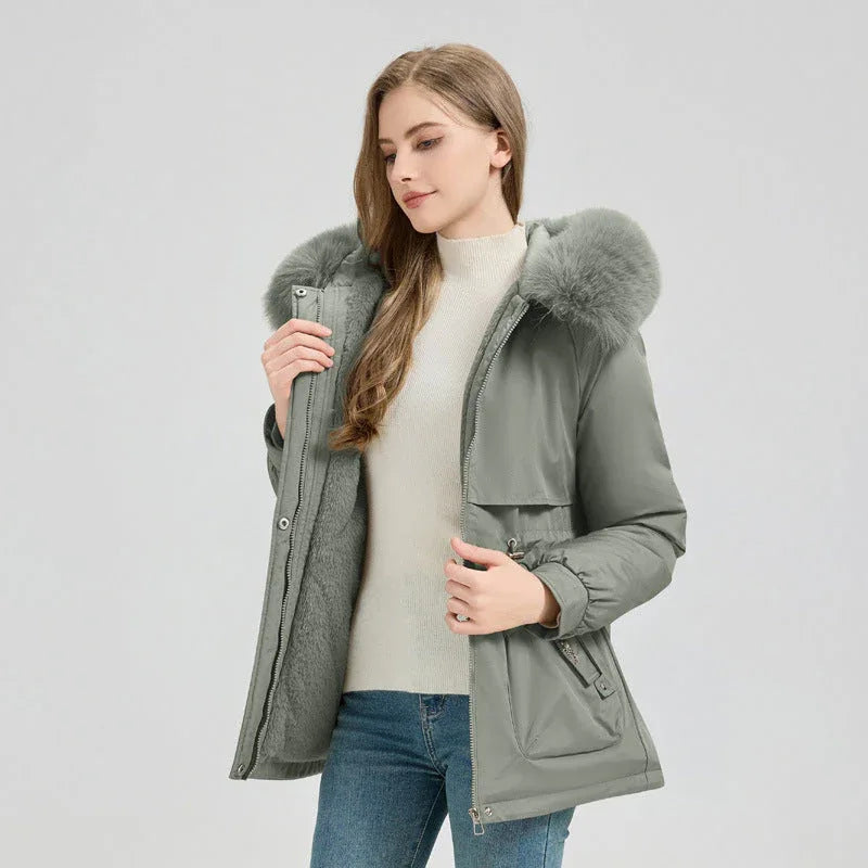 Waist Trimming Short Hooded New Big Fur Collar Coat Women's Clothing Meifu Market