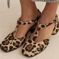 Leather Women's Season Thick High Heel Suede Leopard Buckle Sandals Meifu Market