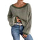 Women's Off-neck Shoulder-baring Sweater Contrast Color Meifu Market