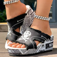 Newspaper Skull Original Hem Platform Wedge Slides - Anklet Not Included Meifu Market