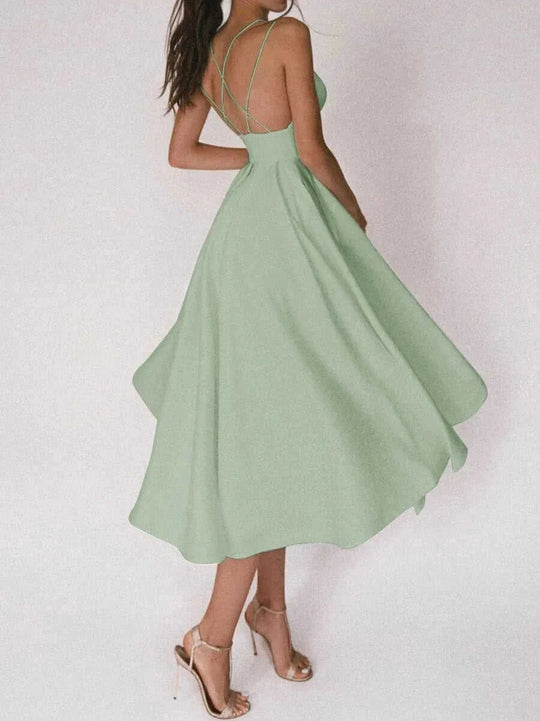 sexy v-neck suspender dress | summer a-line maxi dress | womens long formal dress | energy saving