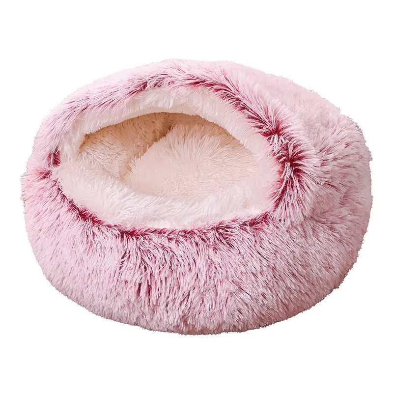 Deep Sleep Half-pack Semi-enclosed Dual-use Plush Round Pet Bed Meifu Market