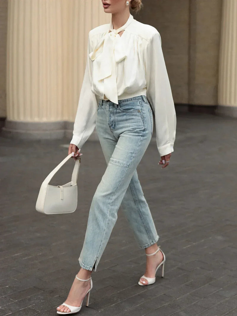 stretch cotton fabric | machine washable blouse | office work blouse | energy saving