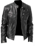 men pu leather jacket | slim fit leather jacket | fashionable mens outerwear | energy saving