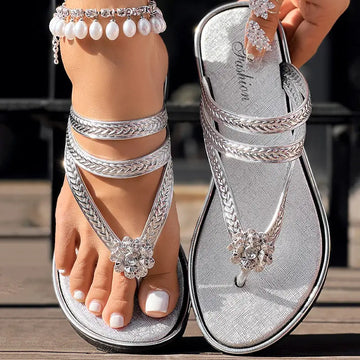 Floral Pattern Flip-Flops Comfortable Casual Summer Beach Slippers - Anklet Not Included Meifu Market