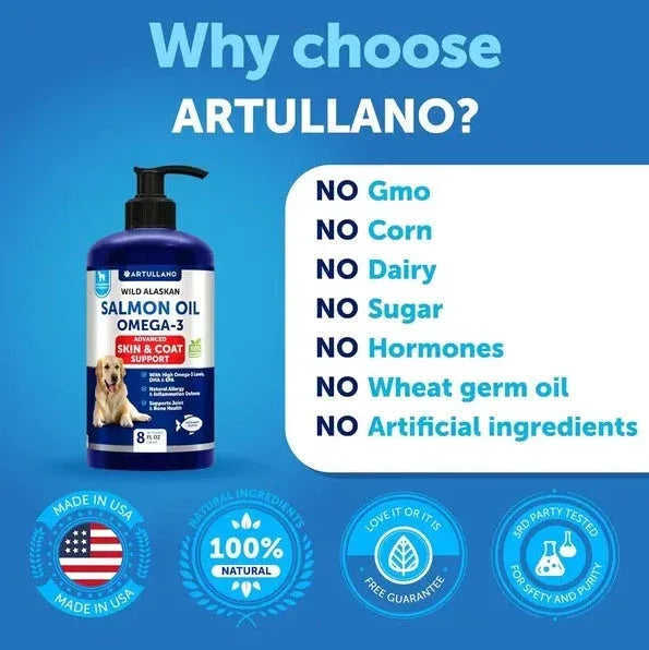 Salmon Oil For Dogs 3 For Dogs 8 FL OZ Wild Alaskan Salmon Fish Oil Meifu Market