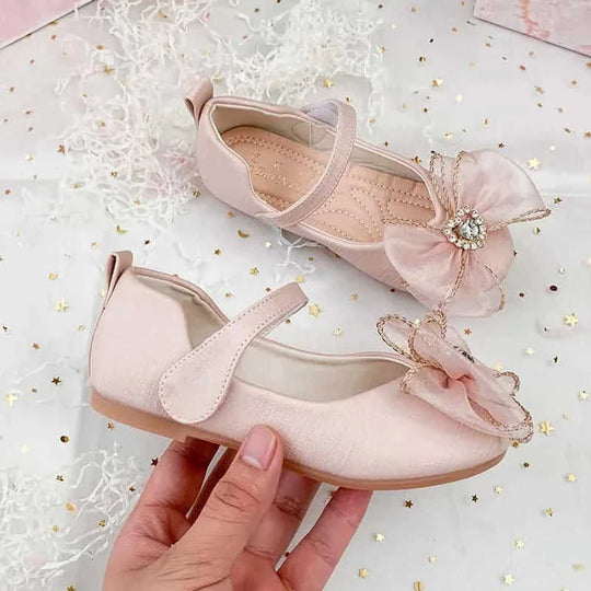 cute bow flat shoes | rhinestone embellished flats | soft sole baby shoes | ultrasonic cleaning