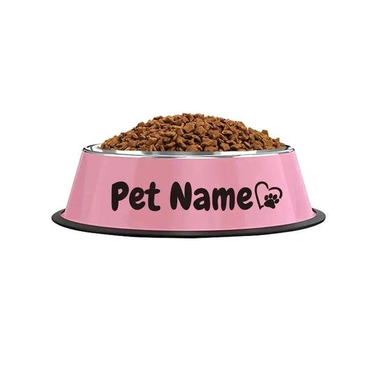 Customizable Stainless Steel Dog Bowl, Non-Slip Pet Food and Water Bowl with Personalized Name for Dogs Red-crown - availa...