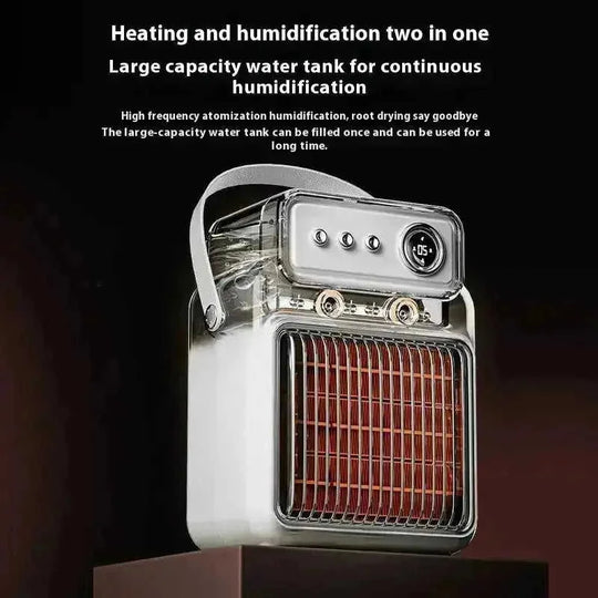 1200W 2-in-1 Space Heater with Humidifier | PTC Ceramic Heater - back view (color: white | pattern: check | season: winter)