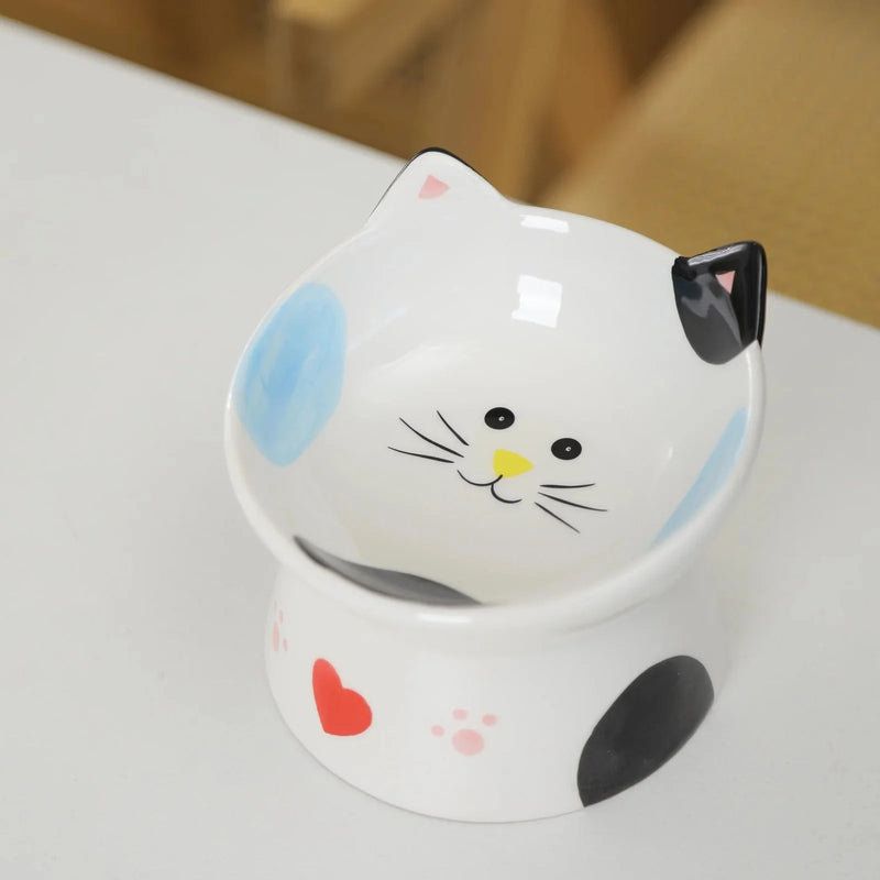 ceramic pet bowl | elevated dog bowl | inclined cat dish | energy saving