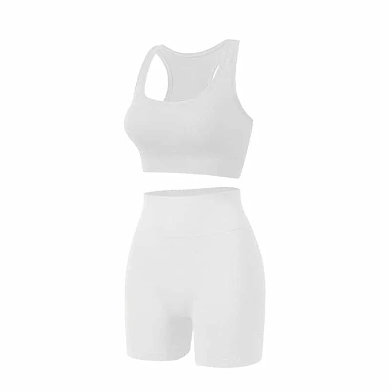 wireless sports bra | high-waisted yoga shorts | moisture-wicking fabric | ultrasonic cleaning