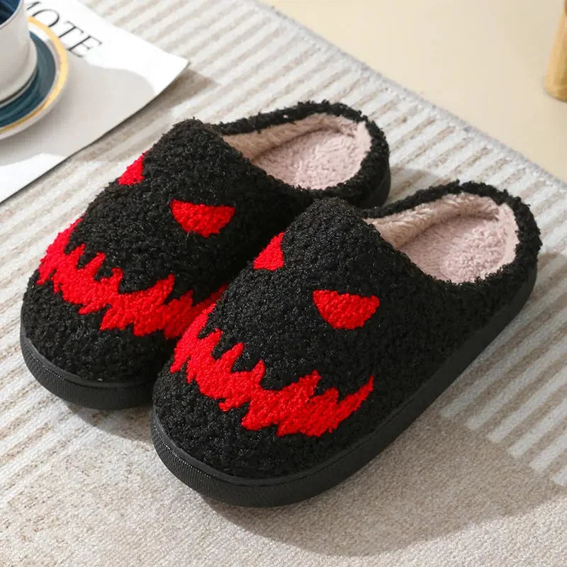 halloween skull slippers | warm cotton slippers | unisex couple slippers | ultrasonic cleaning