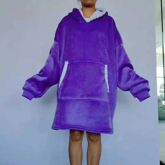 fleece-lined pullover | double layer composite fabric | thick flannel home wear | energy saving