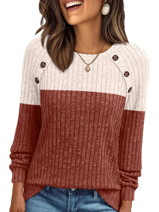 brushed cotton long sleeve top | round neck striped shirt | casual office wear | ultrasonic cleaning