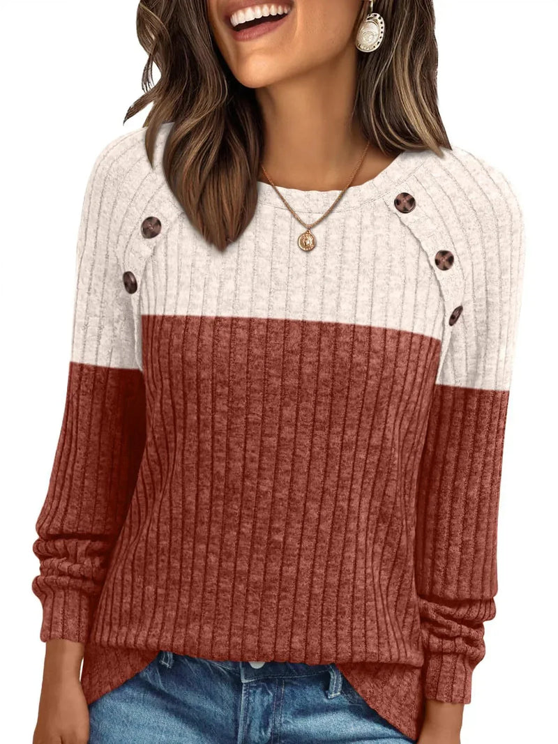 brushed cotton long sleeve top | round neck striped shirt | casual office wear | ultrasonic cleaning