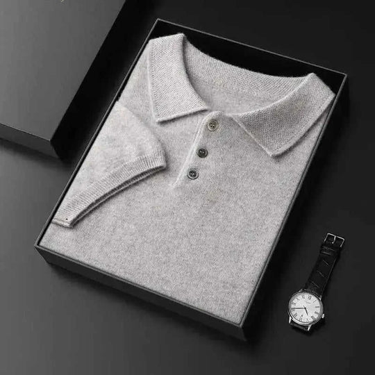 ultra-fine cashmere fabric | slim-fit polo collar tee | premium knitwear for men | energy saving