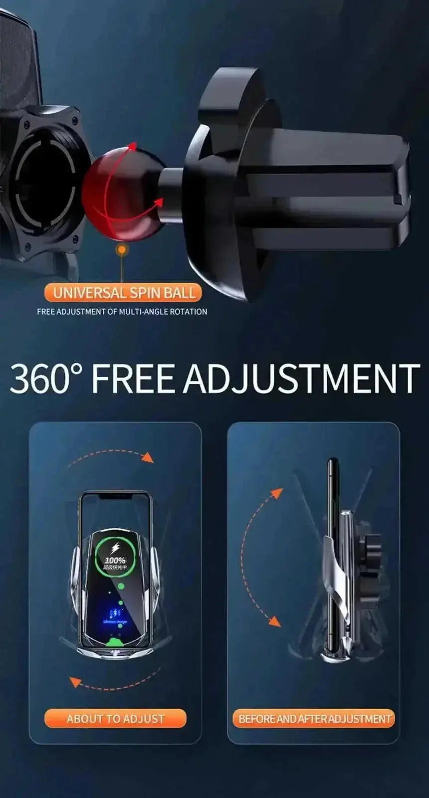 w fast wireless charger | automatic magnetic phone holder | car air vent mount | ultrasonic cleaning