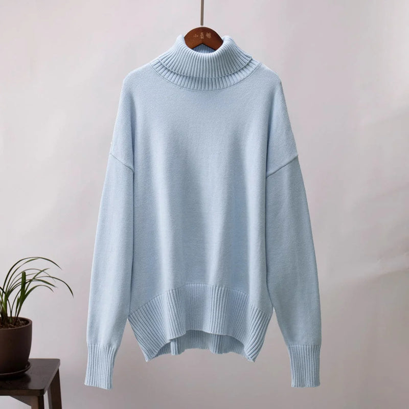 stretchable turtleneck sweater | breathable knit fabric | slim-fit womens sweater | energy saving