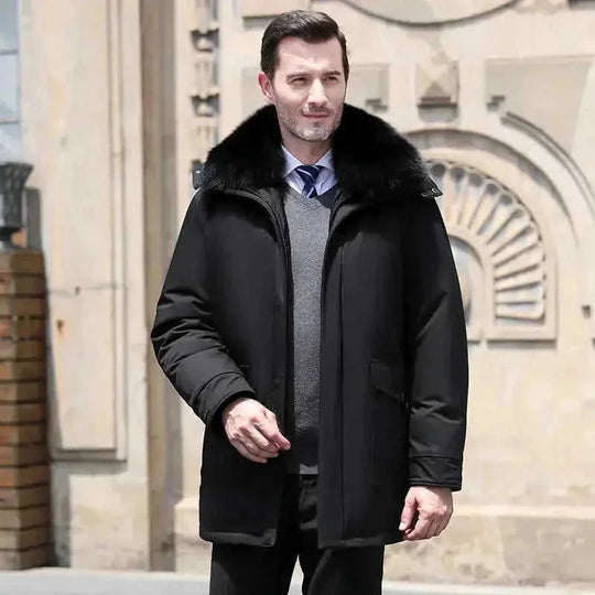waterproof shell construction | thermal detachable liner | mid-length mens coat | energy saving