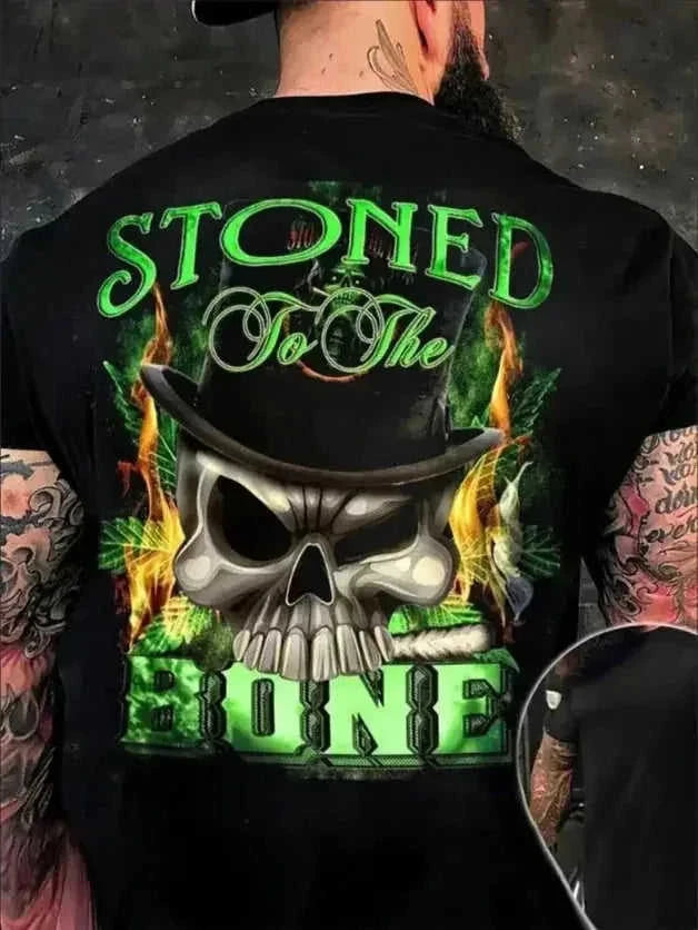 plus size mens graphic t-shirt | big and tall skull print tee | summer short sleeve t-shirt | ultrasonic cleaning