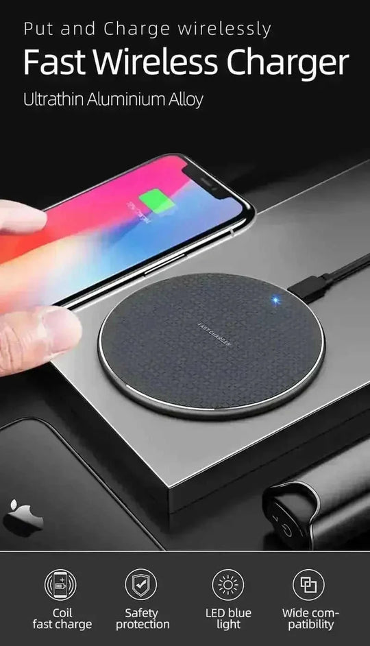 qi-compatible wireless charger | 10w fast charging pad | rugged phone charger | energy saving