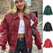 Loose Fashion Lapel Zip-up Jacket Cool Long Sleeve Zipper Closure Moto Biker Leather Jacket Womens Clothing Meifu Market